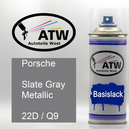 Porsche, Slate Gray Metallic, 22D / Q9: 400ml Sprühdose, von ATW Autoteile West.